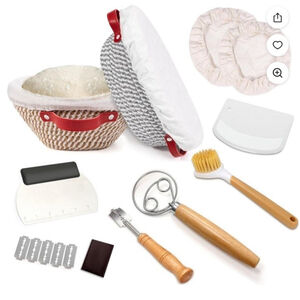 Bread Proofing Basket Set 17PCS 9in Round 10 In Oval Banneton Baskets W/Supplies